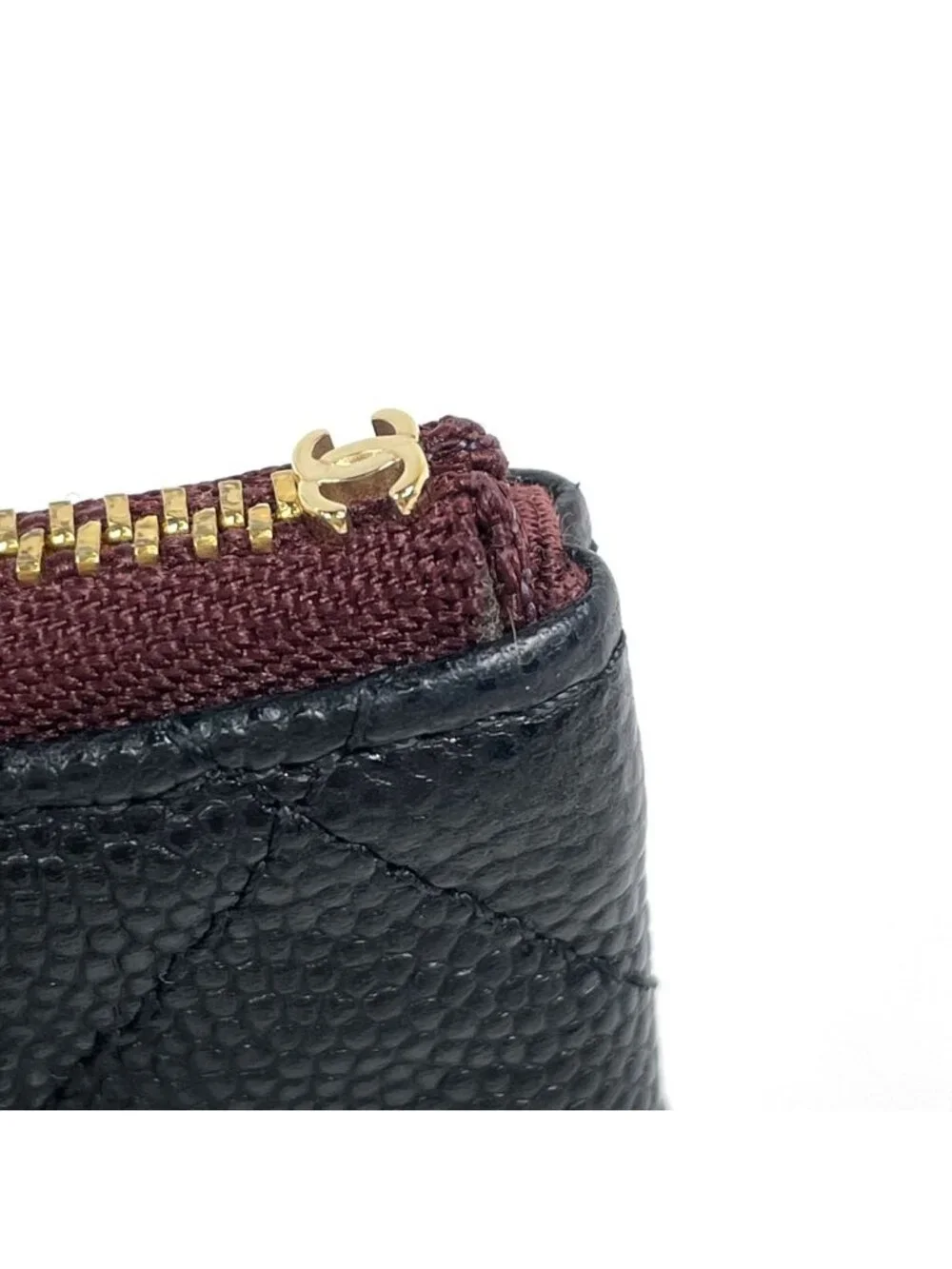 Chanel CC Logo Pouch Quilted Caviar Leather Black